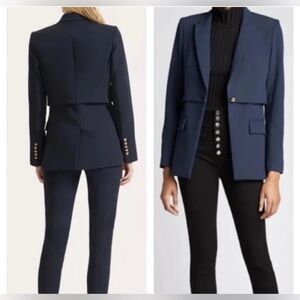 Veronica Beard Mori Tiered Dickey Blazer Navy Blue – Size 10 NWT